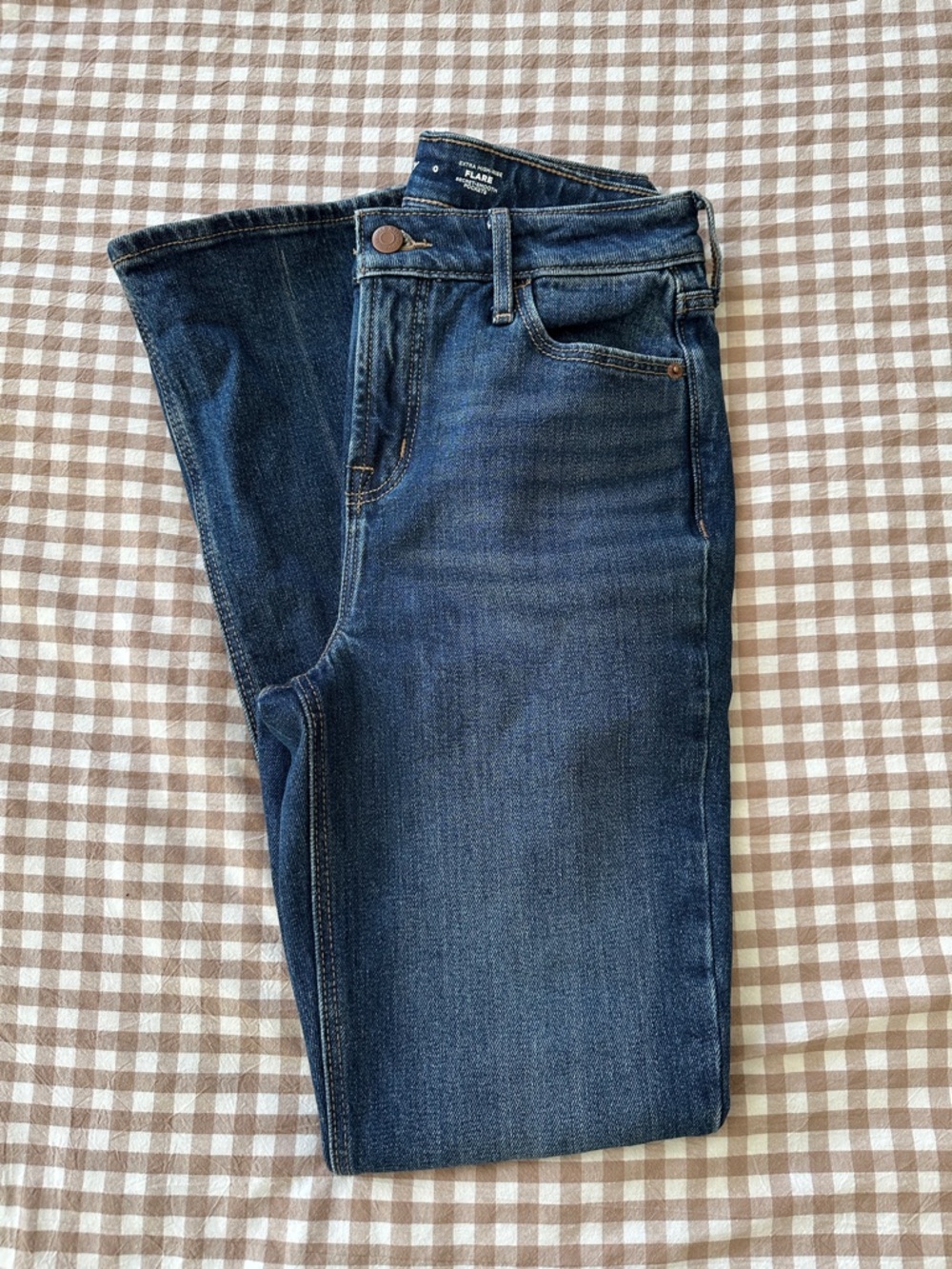 Old Navy Extra High-Rise Flare Secret-Smooth Pockets Dark Blue Denim Jeans